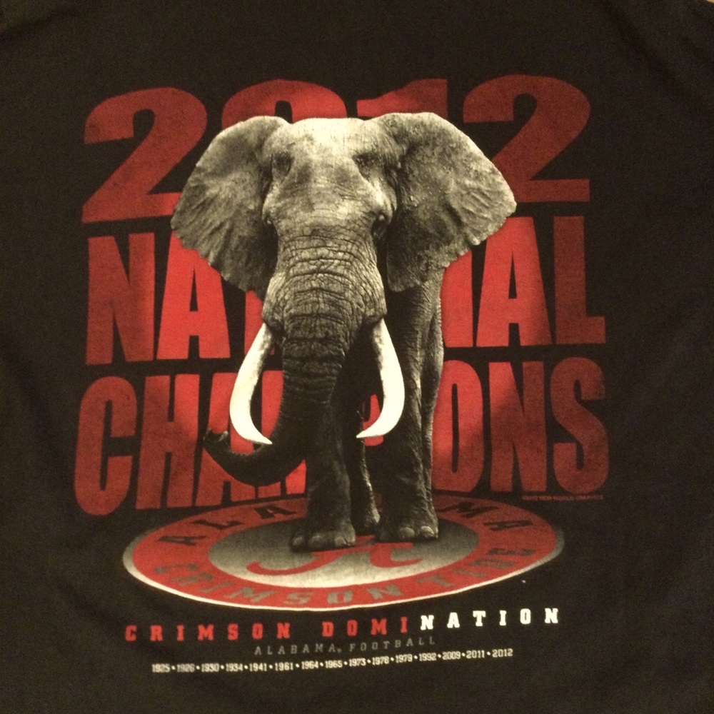 University of Alabama 2012 Champions Shirt.Size XL